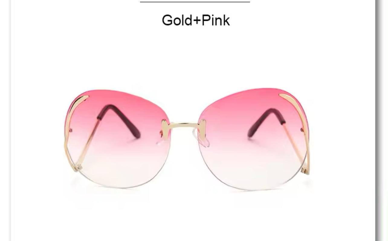 Funky Women Oversize Rimless Sunglasses Weekend Shade Sunglasses