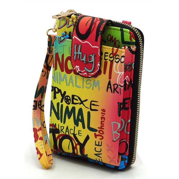 Graffiti Cell Phone case Crossbody Wallet Wristlet Fashion World