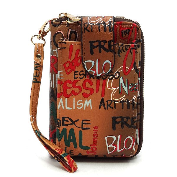 Graffiti Cell Phone case Crossbody Wallet Wristlet Fashion World