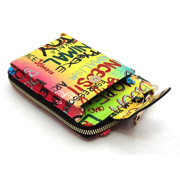 Graffiti Cell Phone case Crossbody Wallet Wristlet Fashion World
