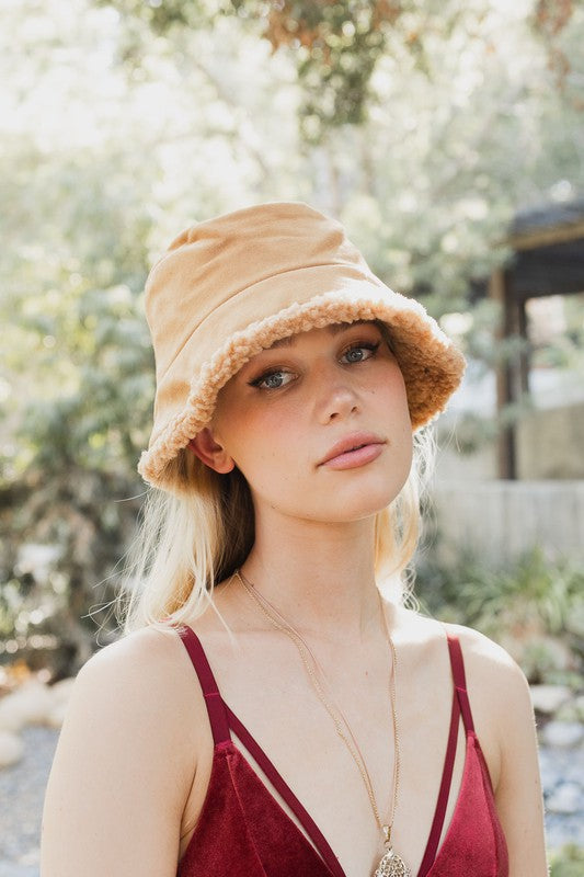 Teddy Suede Combo Reversible Bucket Hat Leto Accessories