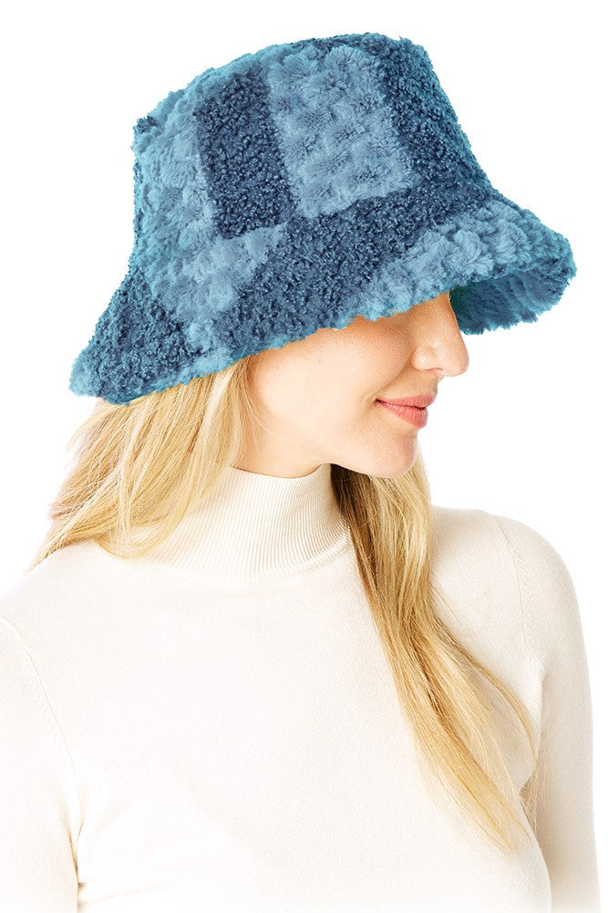 Two Tone Faux Fur Bucket Hat Weekend Shade Sunglasses