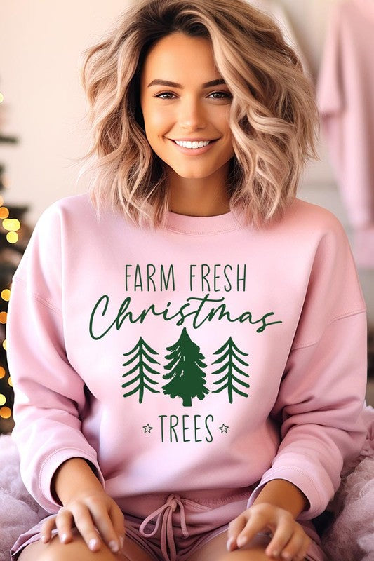 Farm Fresh Christmas Trees Fleece Sweatshirts Color Bear