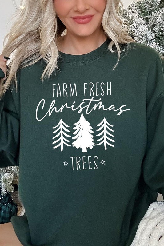 Farm Fresh Christmas Trees Fleece Sweatshirts Color Bear