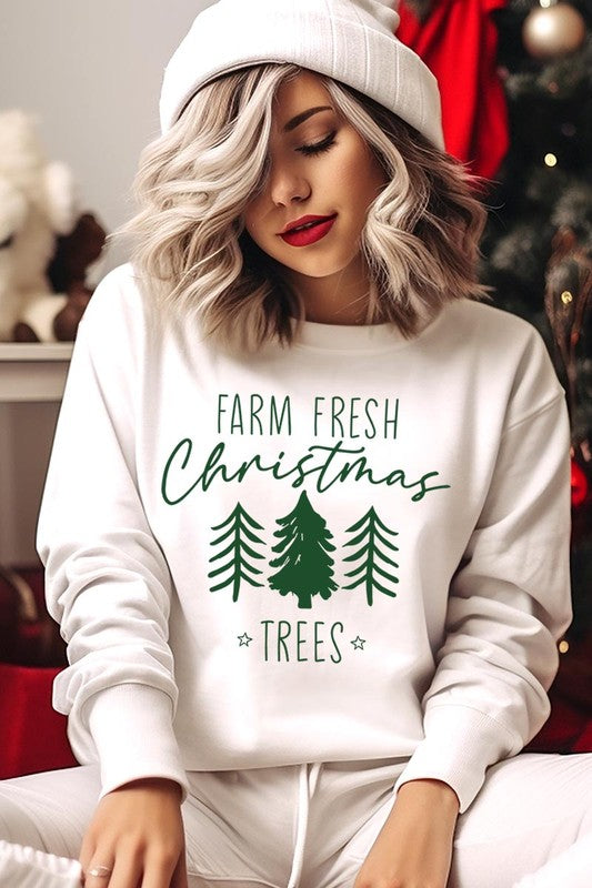 Farm Fresh Christmas Trees Fleece Sweatshirts Color Bear