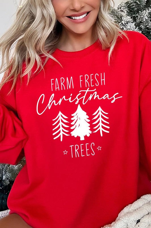 Farm Fresh Christmas Trees Fleece Sweatshirts Color Bear