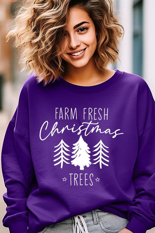 Farm Fresh Christmas Trees Fleece Sweatshirts Color Bear