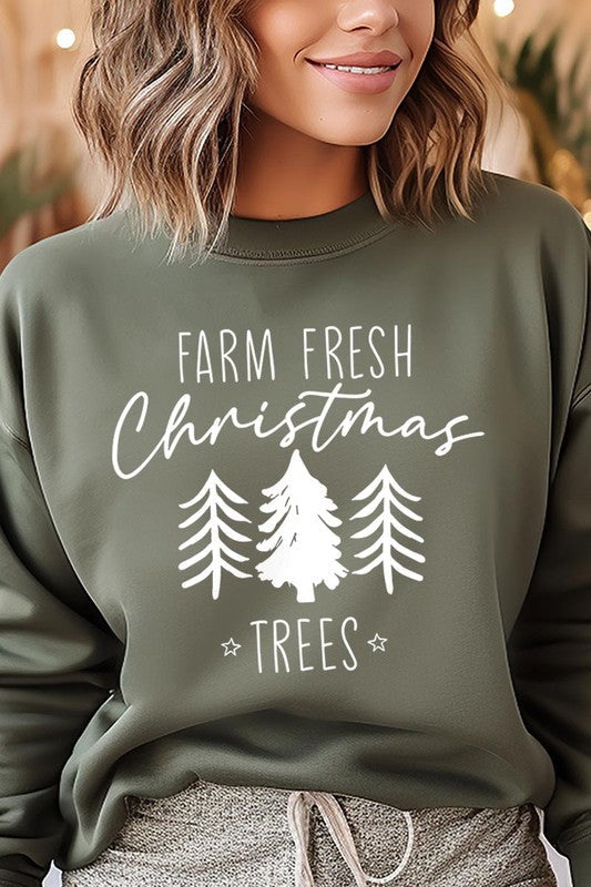 Farm Fresh Christmas Trees Fleece Sweatshirts Color Bear