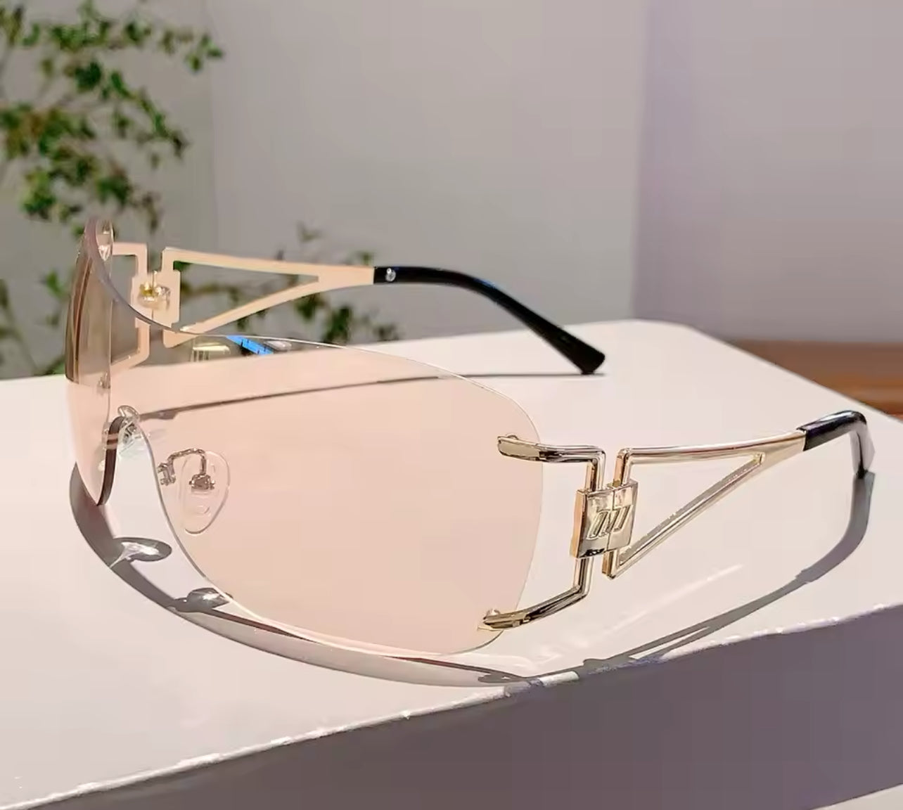 Rimless Wrap Fashion Retro Sunglasses Weekend Shade Sunglasses