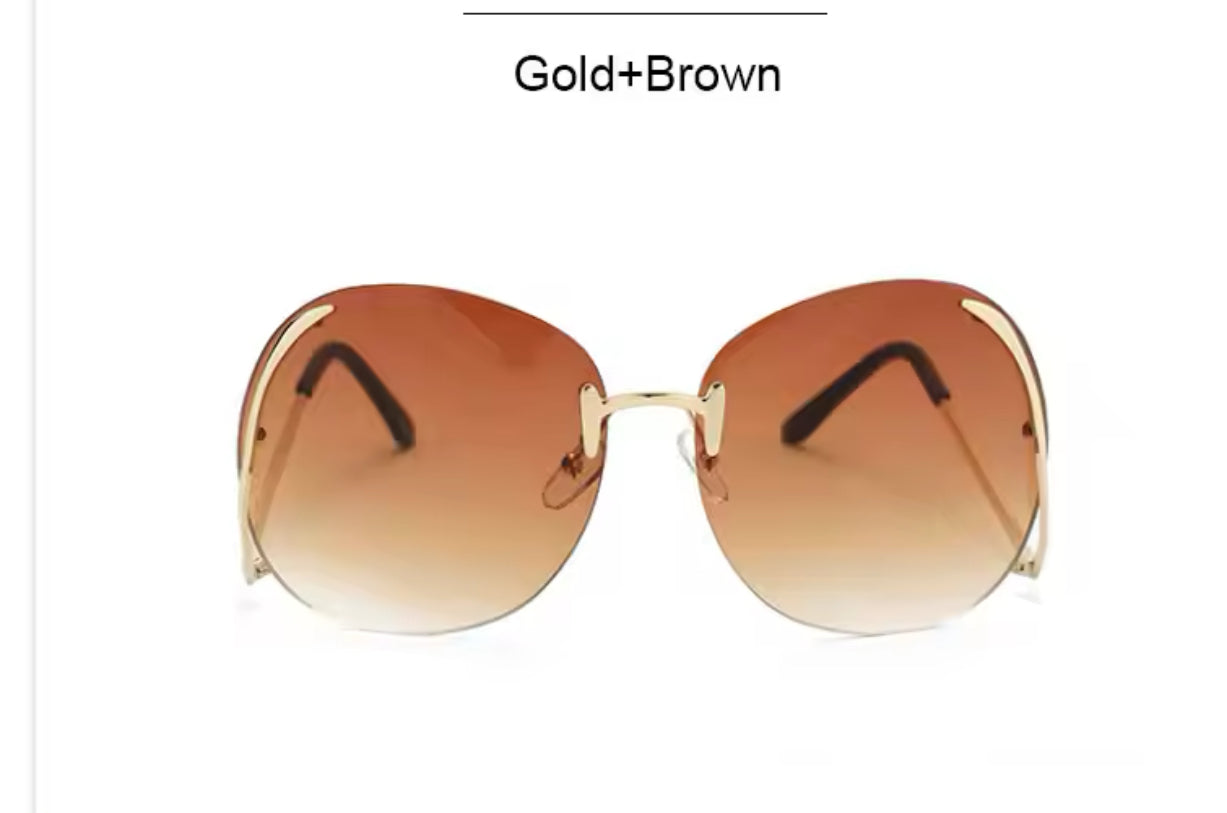 Funky Women Oversize Rimless Sunglasses Weekend Shade Sunglasses