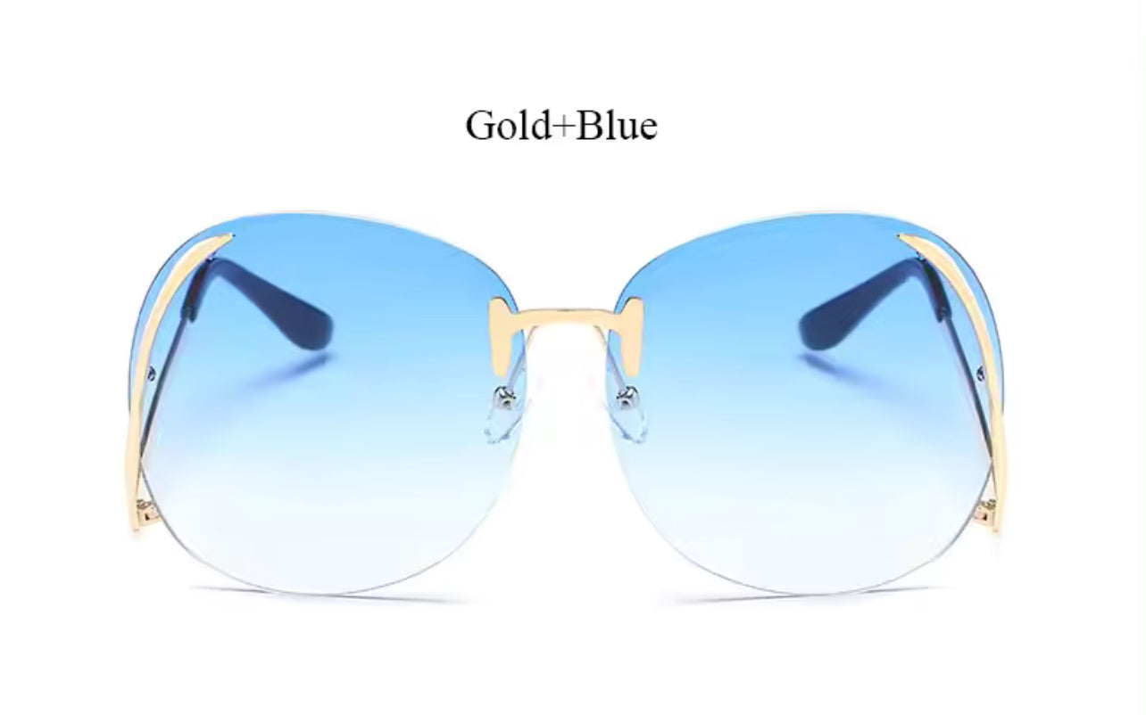 Funky Women Oversize Rimless Sunglasses Weekend Shade Sunglasses