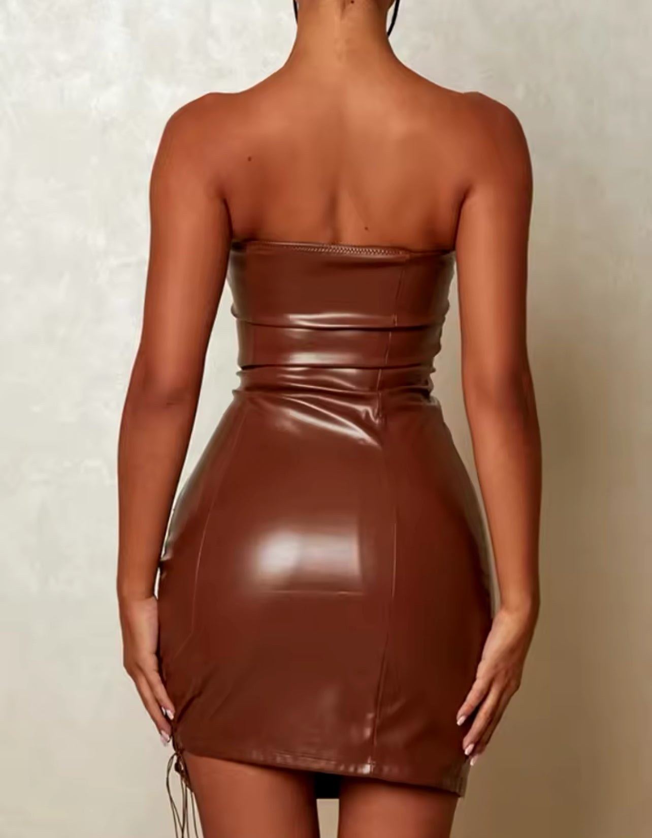 Didn’t Come to Play PU Leather Open Dress Weeknd Shop Online