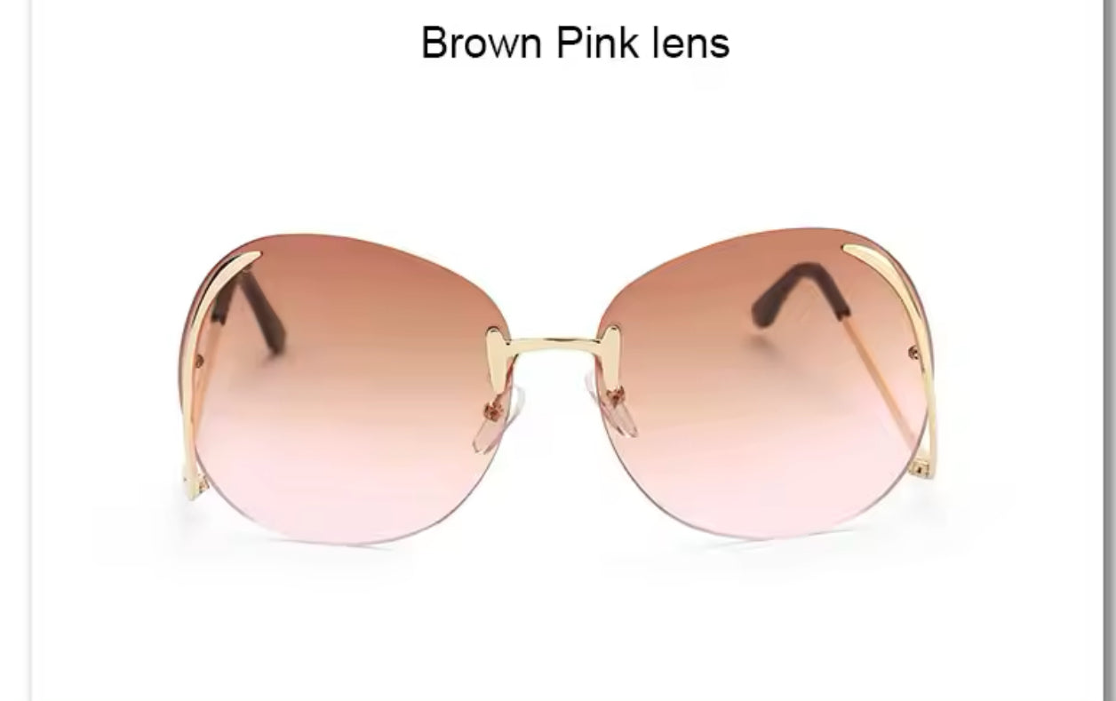 Funky Women Oversize Rimless Sunglasses Weekend Shade Sunglasses