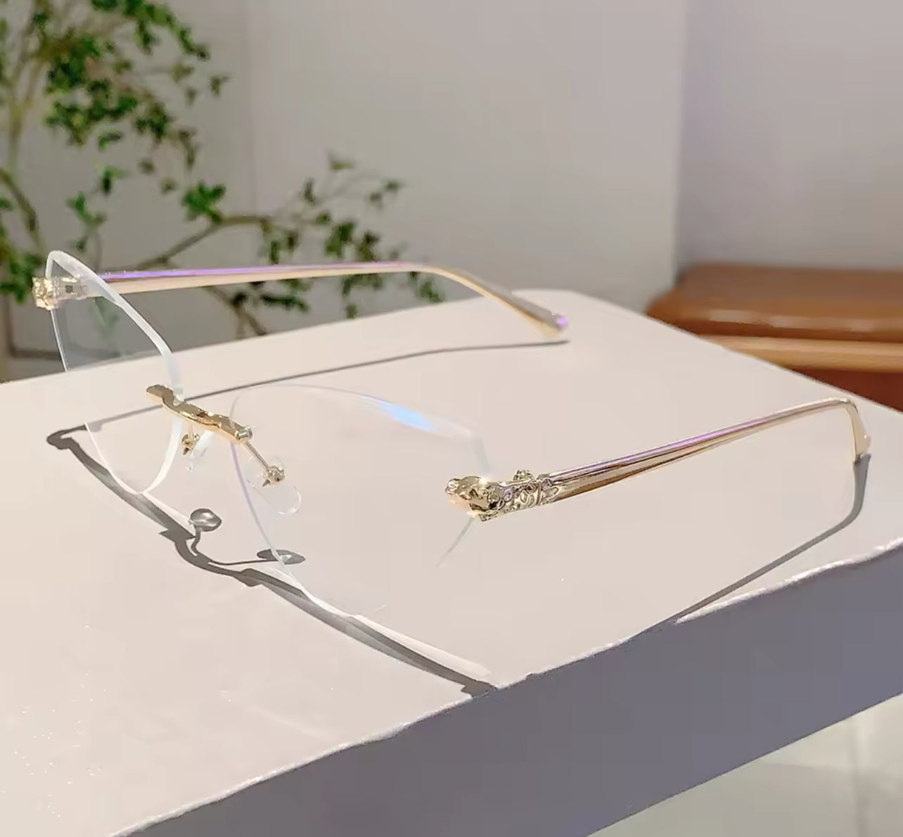 Retro Metal Rimless Triangle Sunglasses Weekend Shade Sunglasses