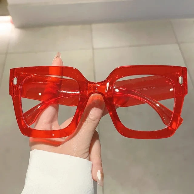 "Kimmy" Anti Blue Light Square Oversize Glasses Weekend Shade Sunglasses