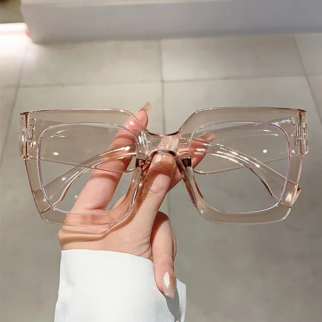 "Kimmy" Anti Blue Light Square Oversize Glasses Weekend Shade Sunglasses