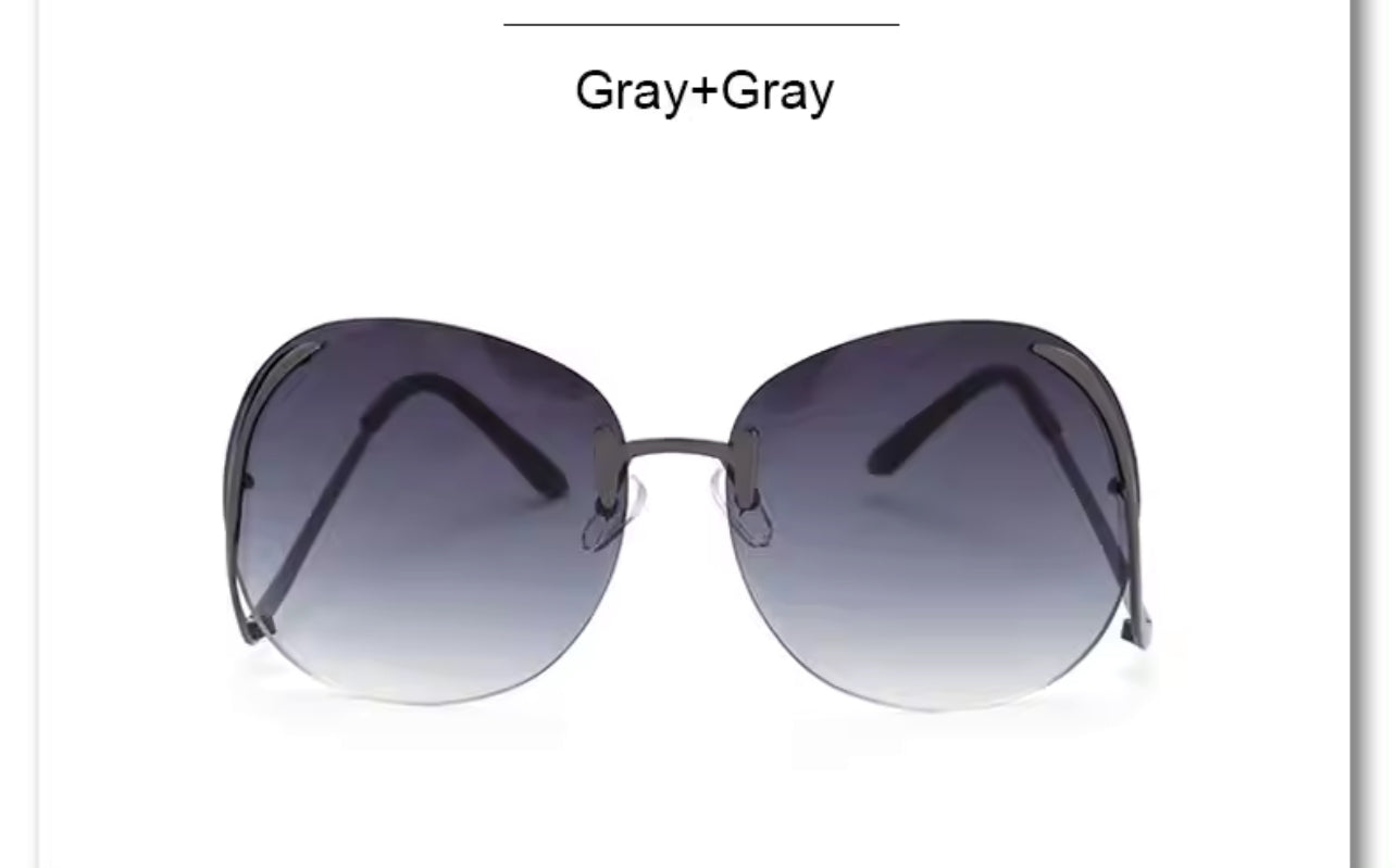 Funky Women Oversize Rimless Sunglasses Weekend Shade Sunglasses