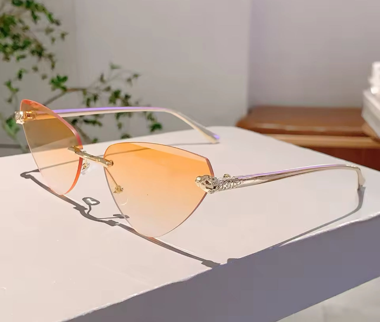 Retro Metal Rimless Triangle Sunglasses Weekend Shade Sunglasses