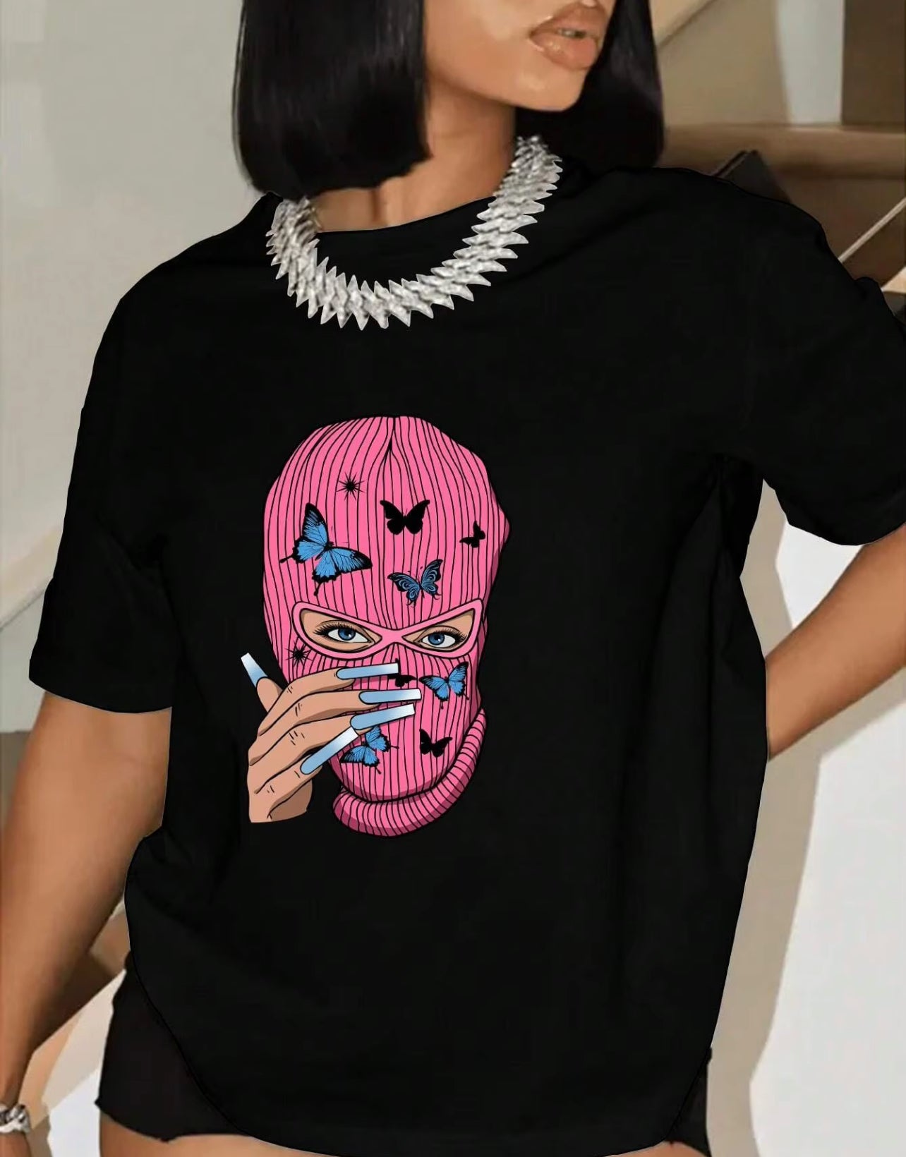 Mask & Butterfly Graphic Ski Mask TShirt Weekend Shop