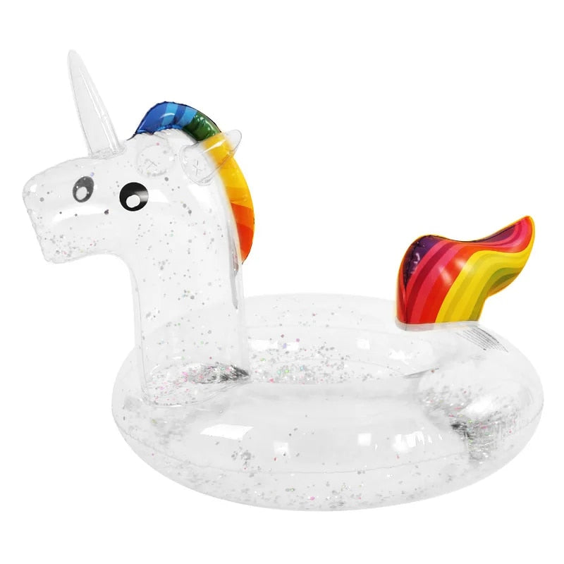 Clear Glitter Inflatable Unicorn Swimming Ring Float Weekend Shade Sunglasses