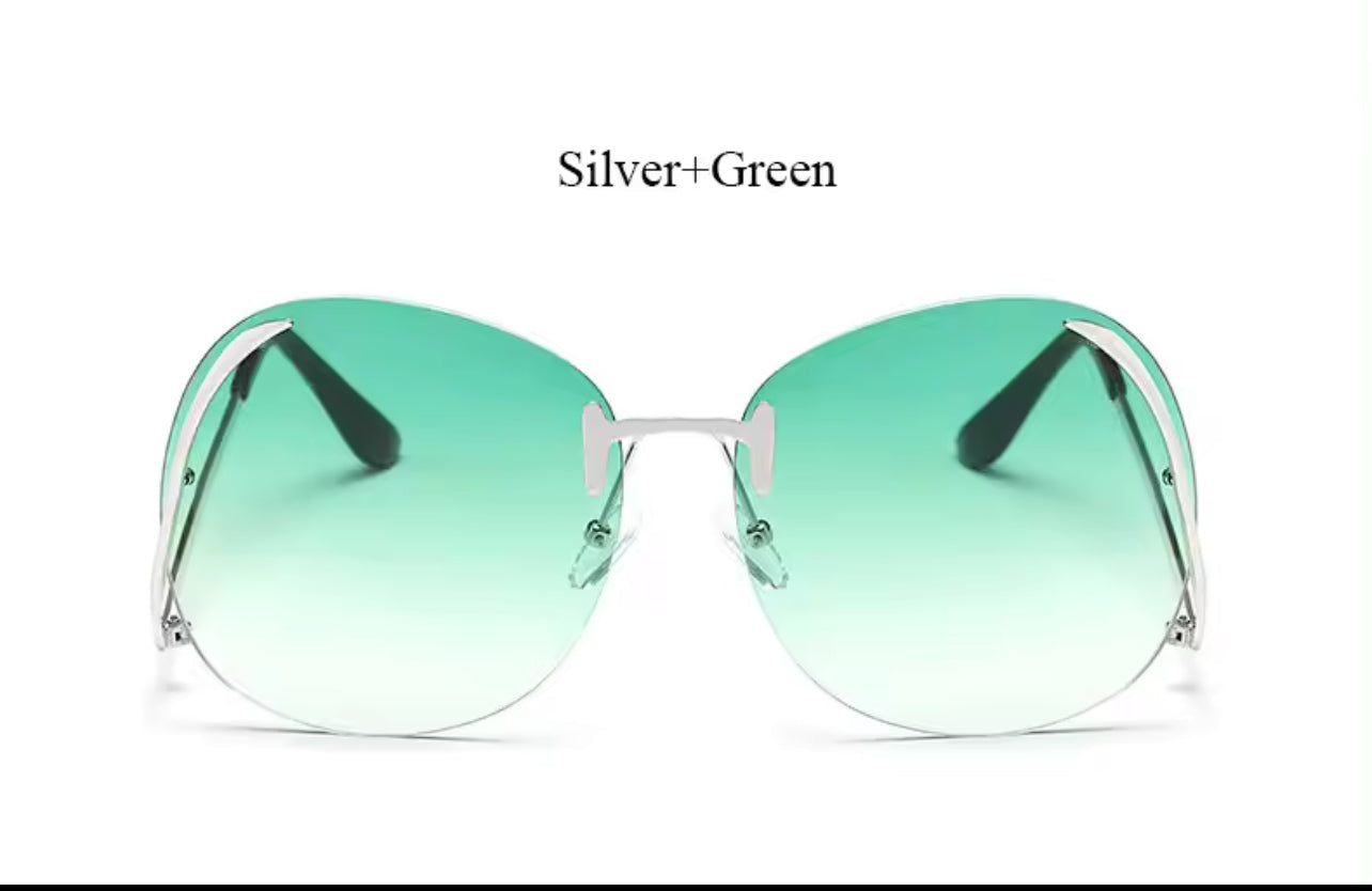 Funky Women Oversize Rimless Sunglasses Weekend Shade Sunglasses