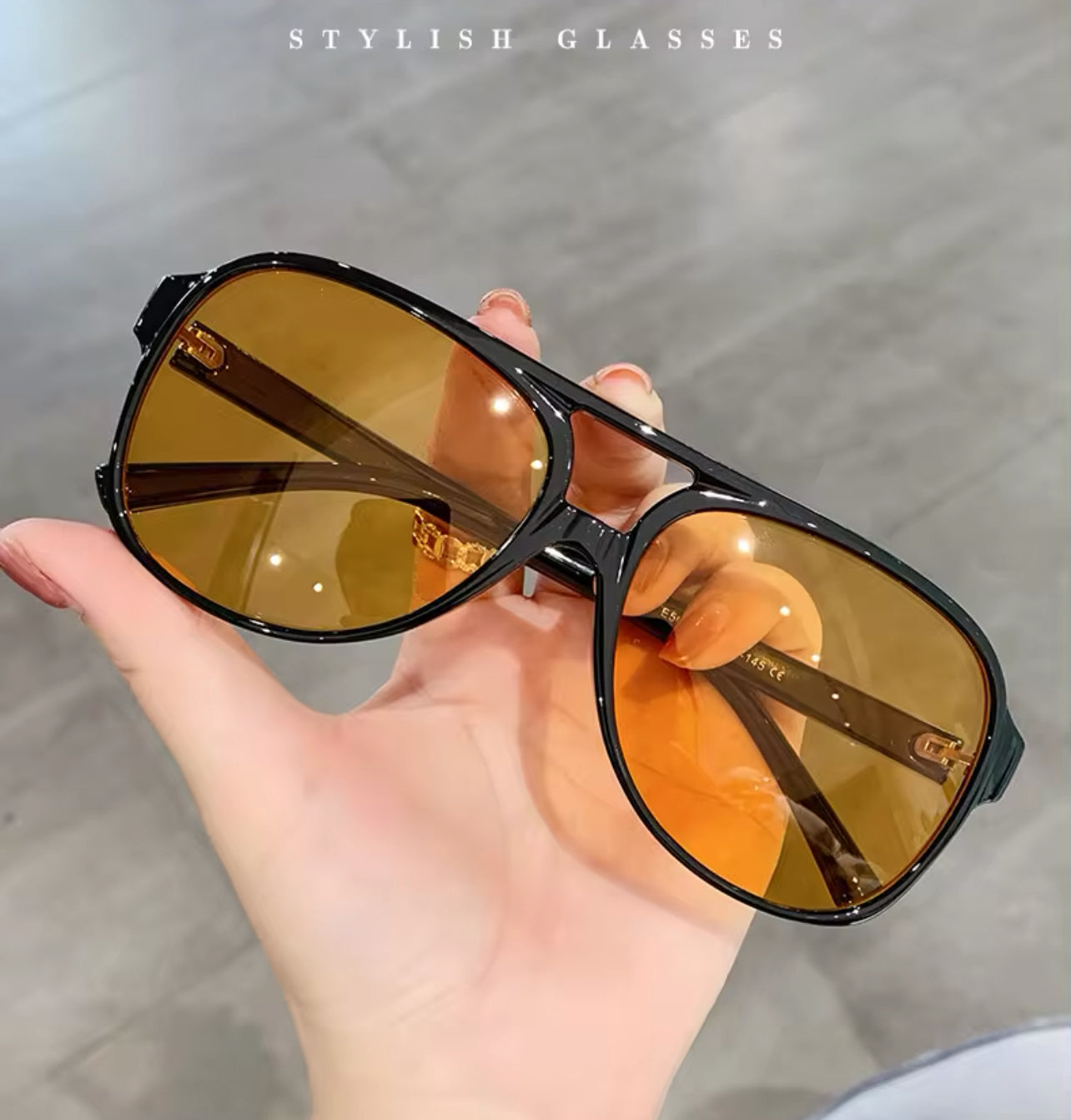 Vintage Retro Sunglasses 70s Yellow Tinted Aviator Large Sun Glasses for Women Weekend Shade Sunglasses