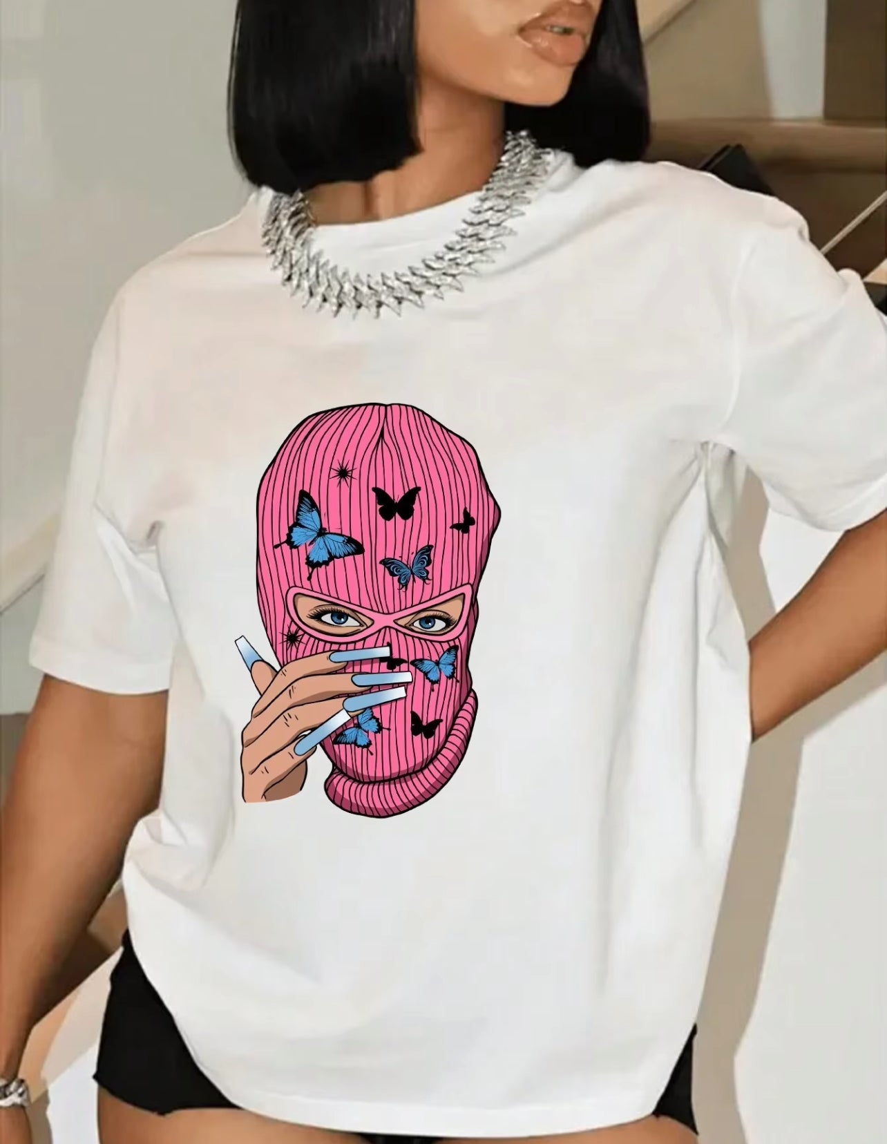 Mask & Butterfly Graphic Ski Mask TShirt Weekend Shop