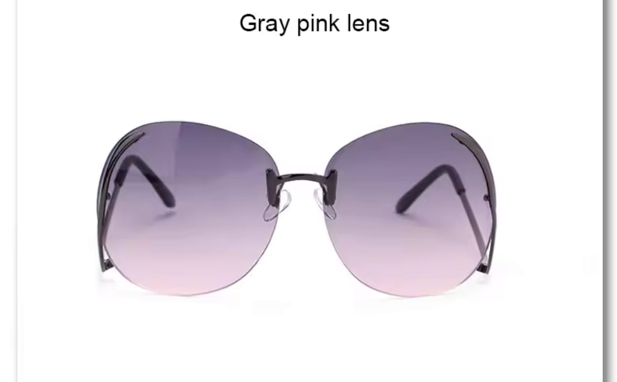 Funky Women Oversize Rimless Sunglasses Weekend Shade Sunglasses