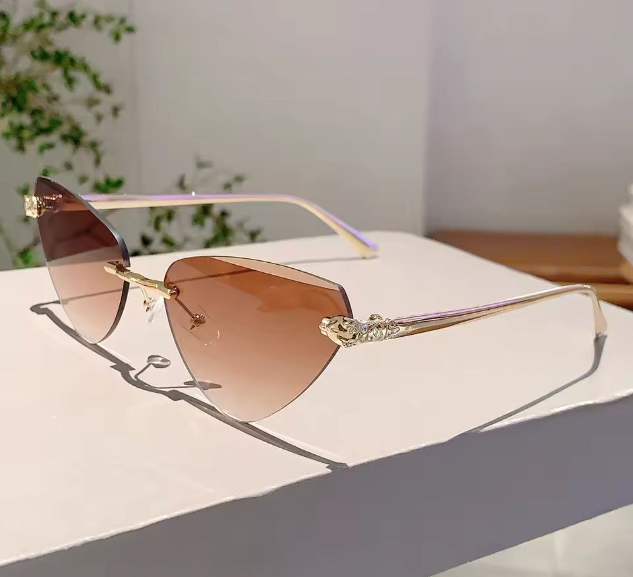 Retro Metal Rimless Triangle Sunglasses Weekend Shade Sunglasses