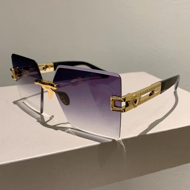 Women Rimless Square Summer Sunglasses - Weekend Shade Sunglasses