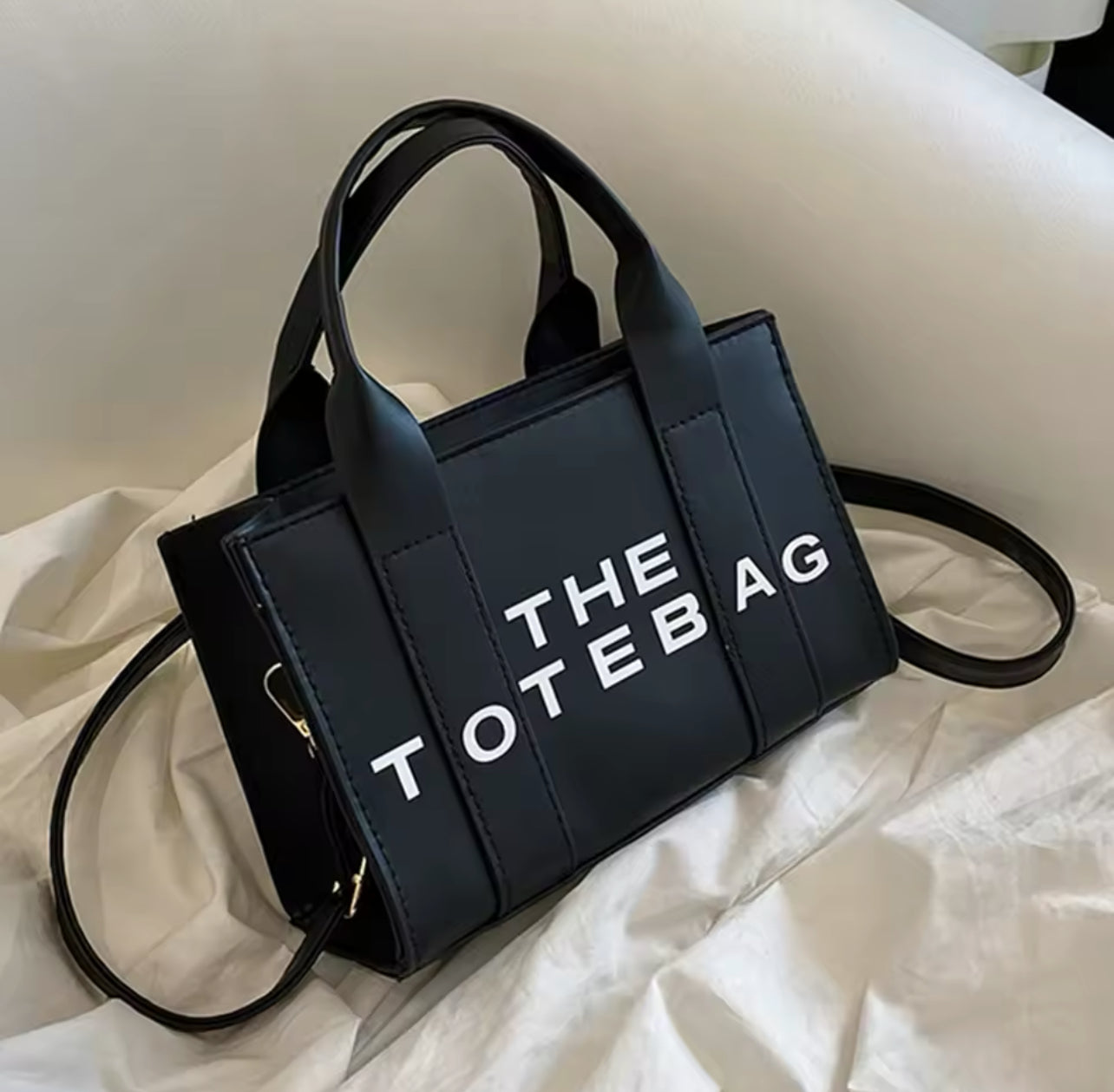 The Tote Bag for Women – Black Trendy PU Leather Handbag