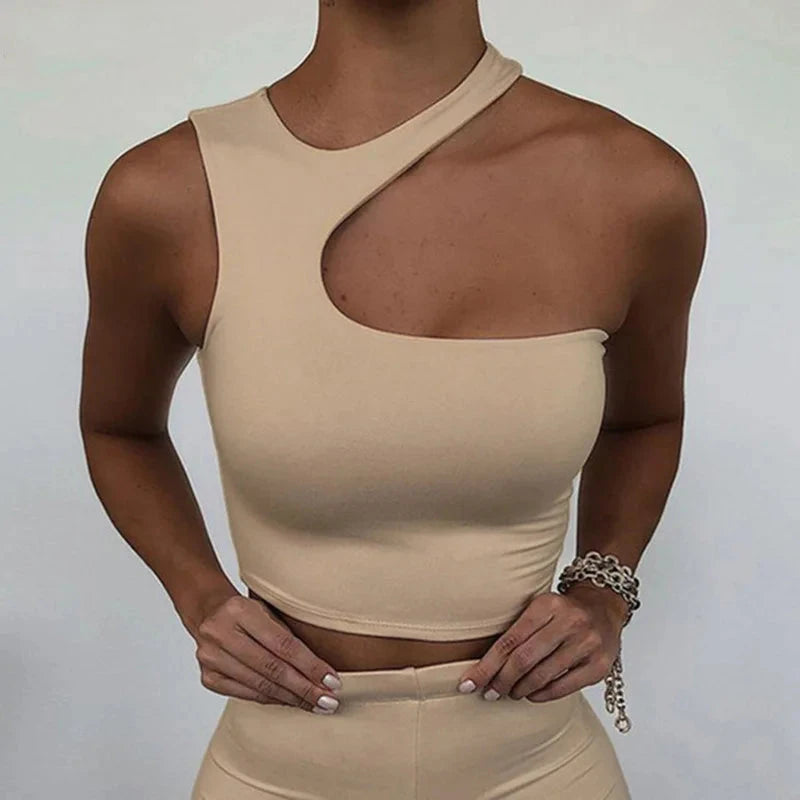 Cut Out Sexy One Shoulder Crop Top Weeknd Shop Online