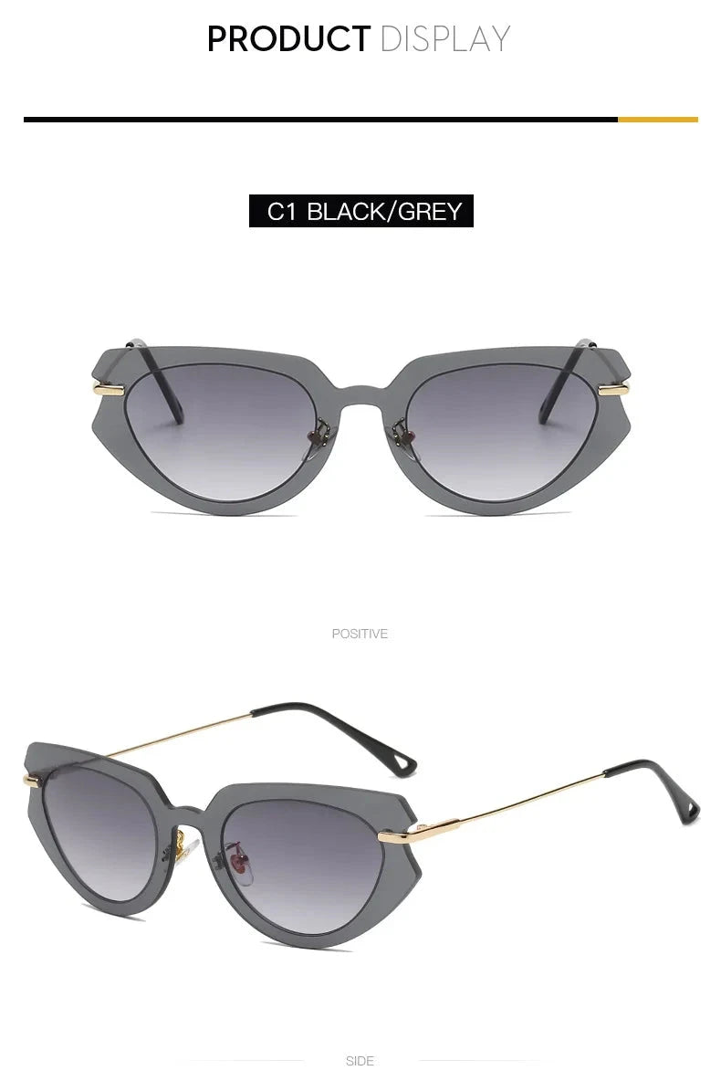 Fashion Cat Eye Rimless Women Sunglasses Weekend Shade Sunglasses