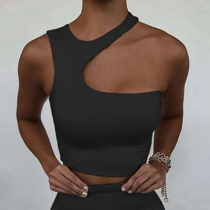 Cut Out Sexy One Shoulder Crop Top Weeknd Shop Online