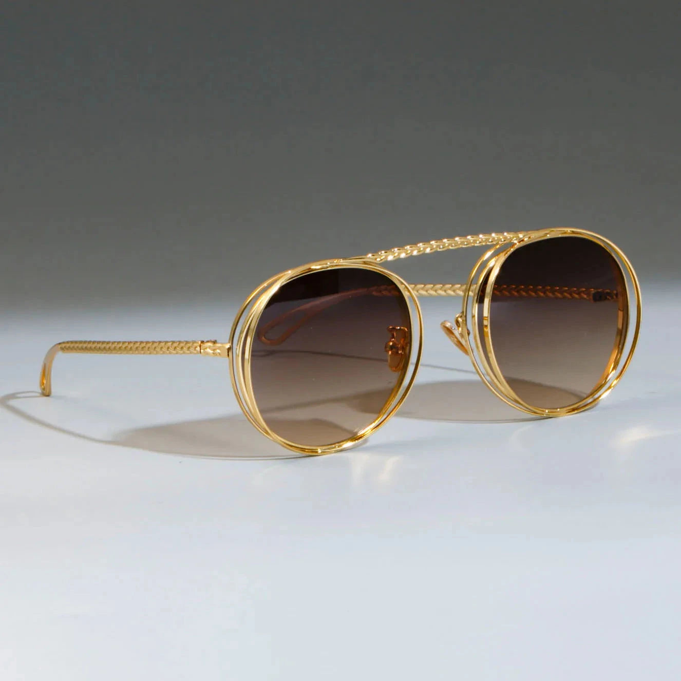 Money Retro Metal Chain Round Sunglasses Weekend Shade Sunglasses