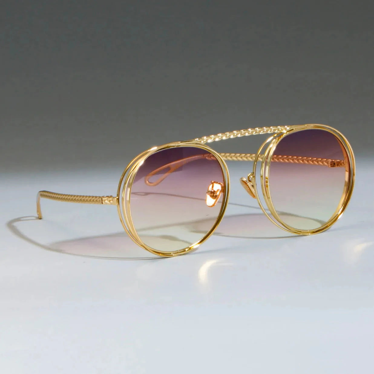 Money Retro Metal Chain Round Sunglasses Weekend Shade Sunglasses