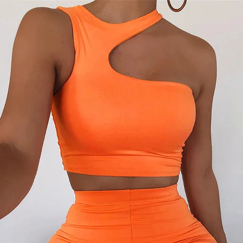 Cut Out Sexy One Shoulder Crop Top Weeknd Shop Online