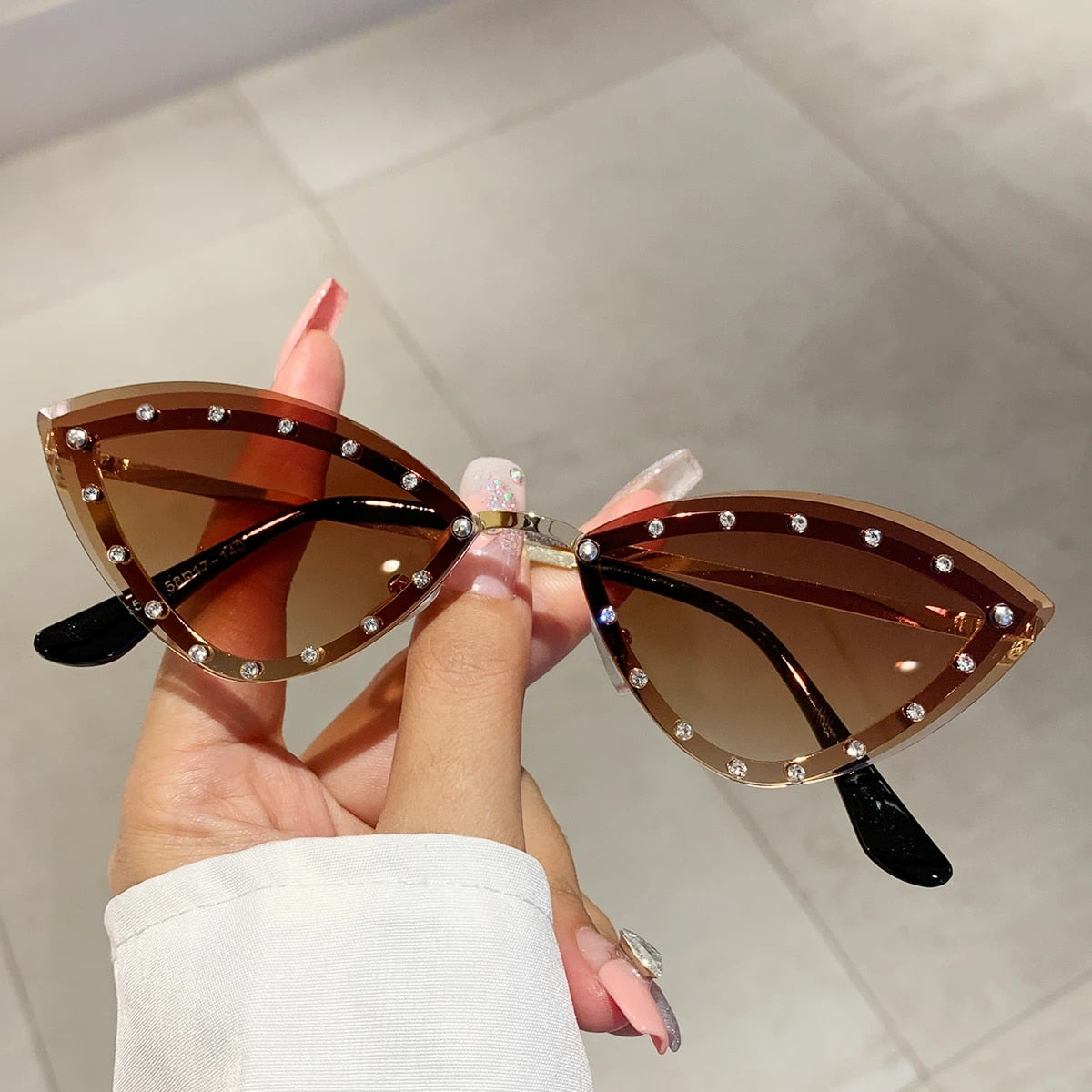 Vintage Rimless Cat Eye Metal Sunglasses - Shop Women Sunglasses