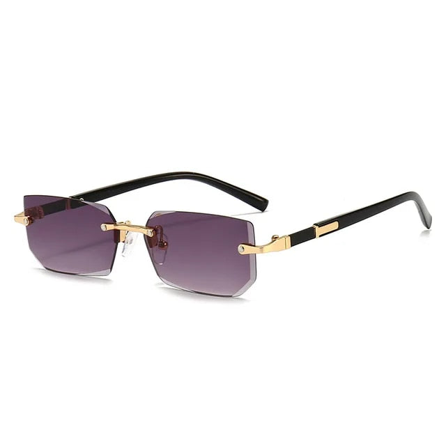 Rimless Rectangle Fashion Sunglasses Weekend Shade Sunglasses