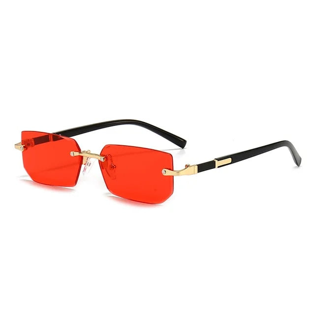 Rimless Rectangle Fashion Sunglasses Weekend Shade Sunglasses