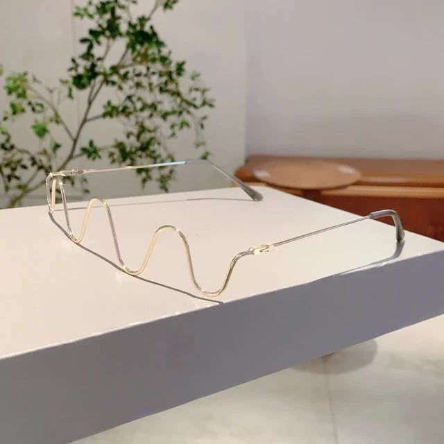 "Wavy" Rimless Fashion Frame Glasses Weekend Shade Sunglasses