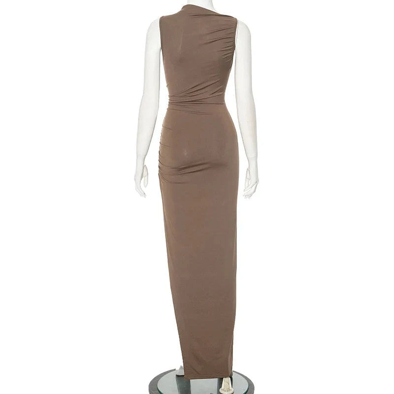 Elegant Solid Color Asymmetric High-Split Cocktail Dress Weeknd Shop Online