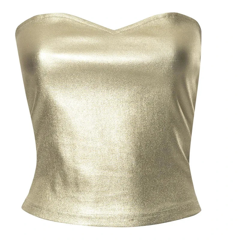 Fashion Metallic Tube Top Weeknd Shop Online
