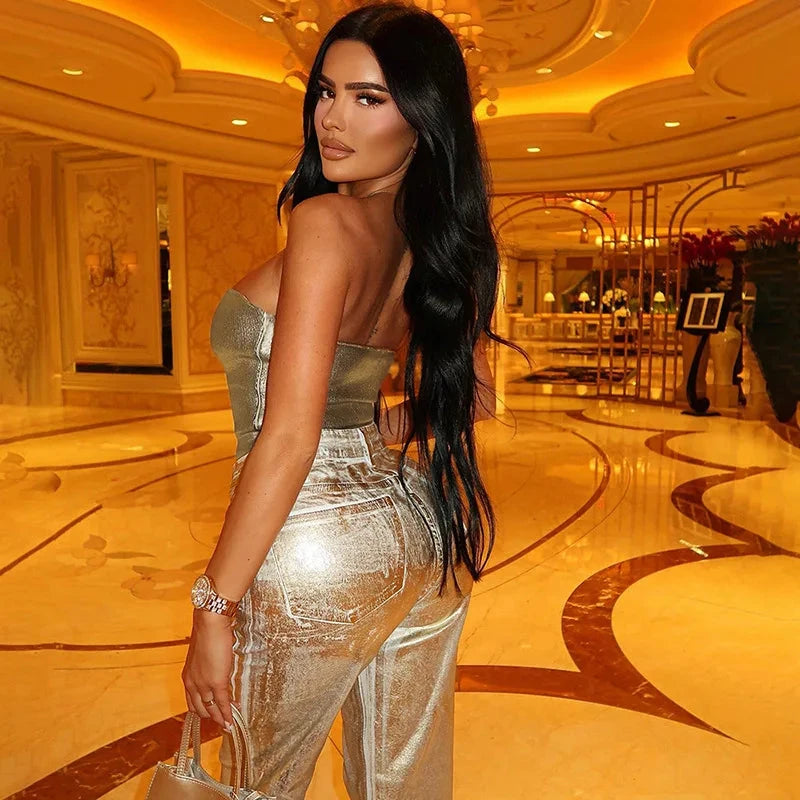 Fashion Metallic Tube Top Weeknd Shop Online