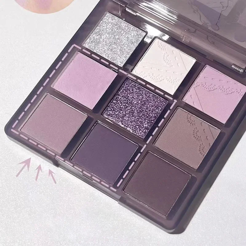 Glow 9-Color Glamour Purple Eye Shadow Palette