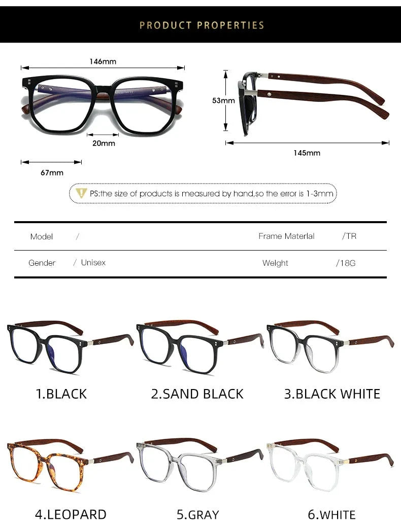 Retro Rivets Anti-Blue Light Glasses – Wood Grain TR90 Frames Weeknd Shop Online