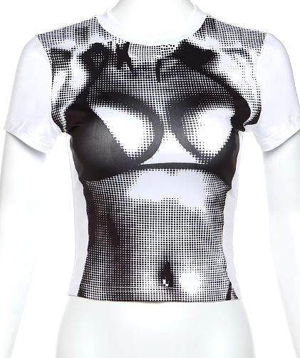 Womens Casual Bikini Graphic Print Crop Top Weekend Shop