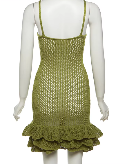 Knit Women’s Dress – Sexy Hipster See-Through Deep V-Neck Weekend Shop