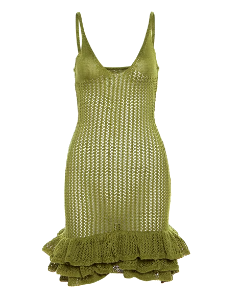Knit Women’s Dress – Sexy Hipster See-Through Deep V-Neck Weekend Shop