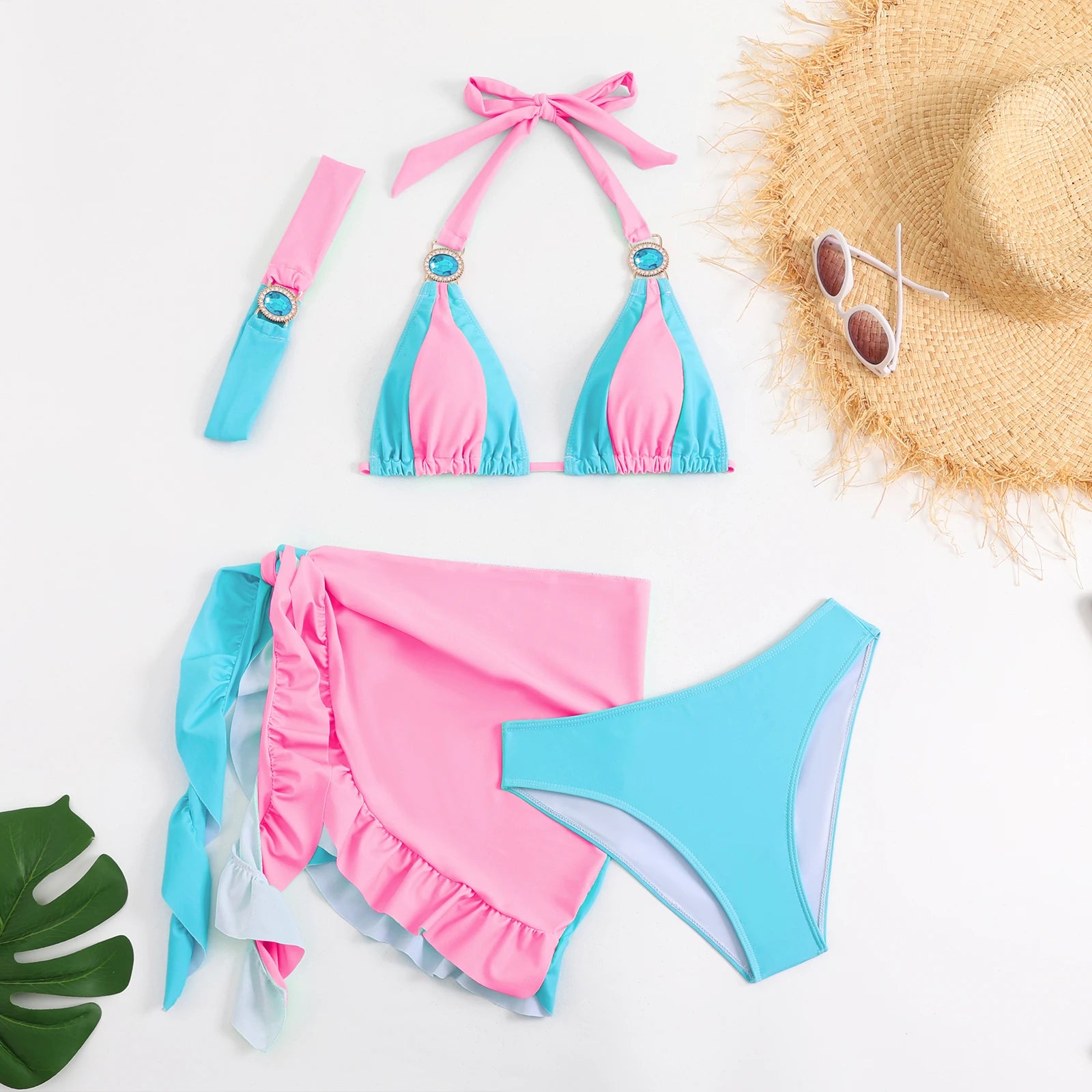 Freedom Pink & Blue Bikini Set
